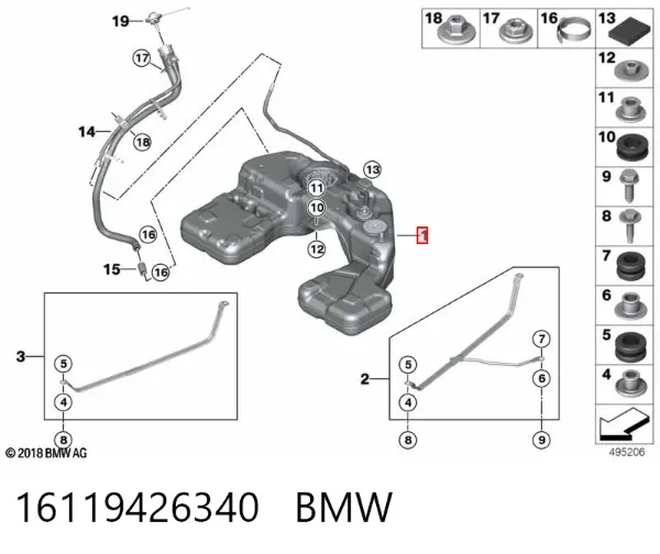 Tanque de combustível 16119426340 BMW