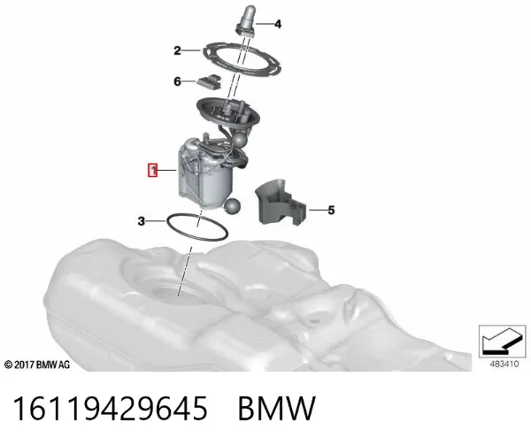 Módulo de bomba de combustível com sensor do nível de combustível 16119429645 BMW