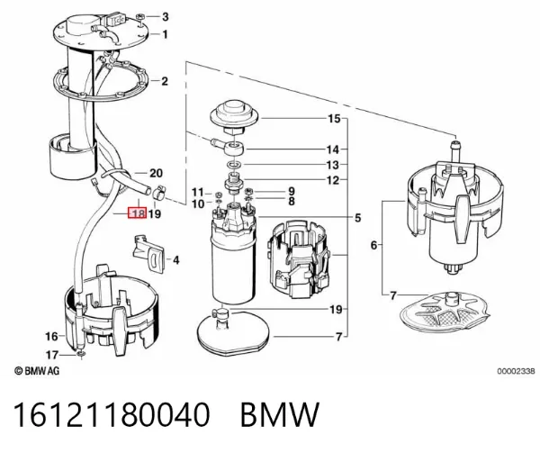 Tubo de combustível, inverso desde os injetores 16121180040 BMW