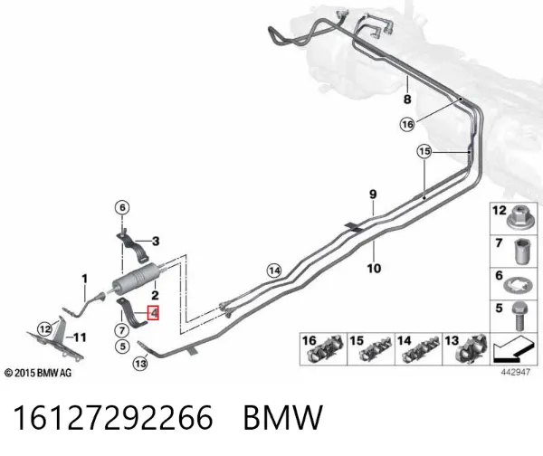 Braçadeira do silenciador traseira 16127292266 BMW