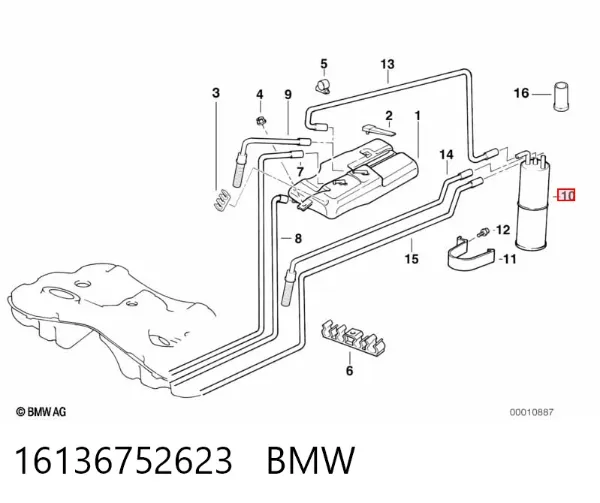 Filtro de combustível 16136752623 BMW