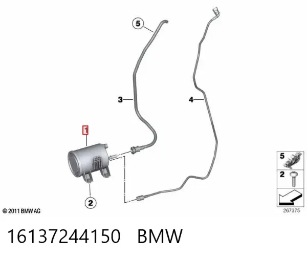 Filtro de tanque dos vapores de combustível 16137244150 BMW