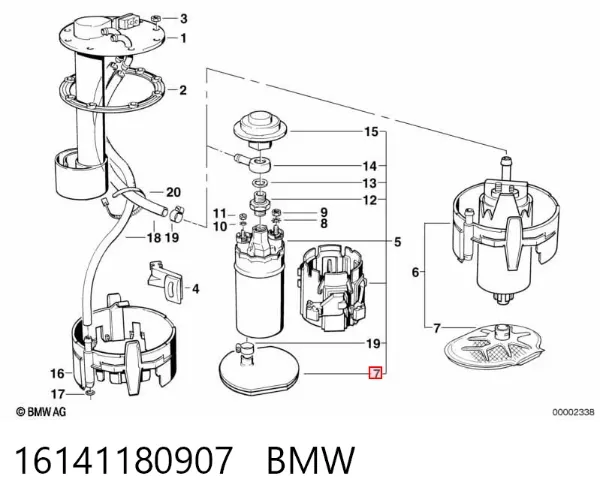 Filtro de malha de bomba de gasolina 16141180907 BMW