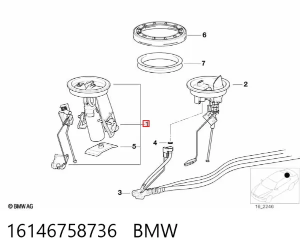 Módulo de bomba de combustível com sensor do nível de combustível 16146758736 BMW