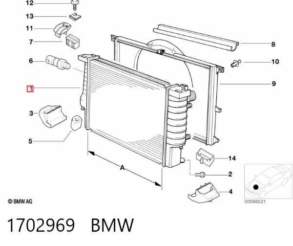 Radiador de esfriamento de motor 1702969 BMW