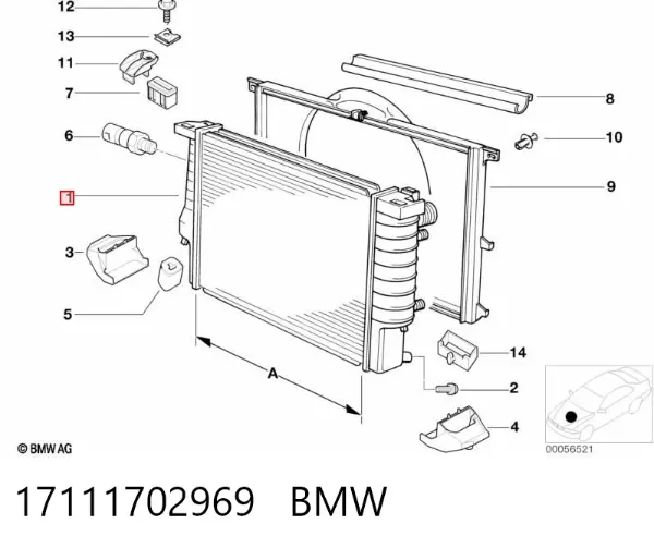 Radiador de esfriamento de motor 17111702969 BMW