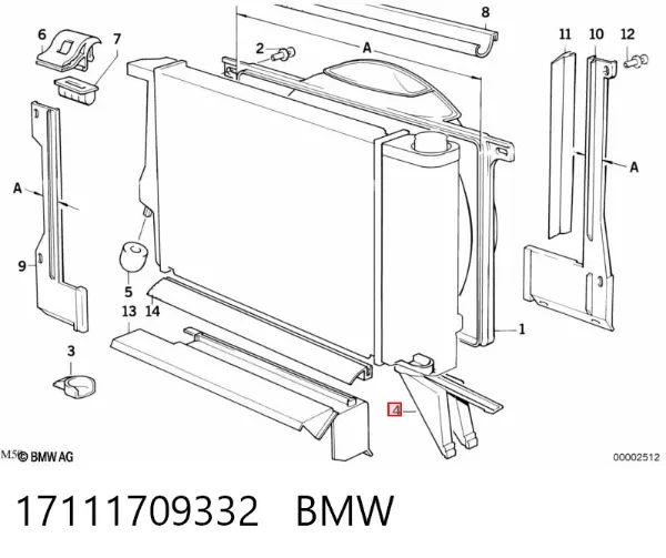 Consola inferior do radiador 17111709332 BMW