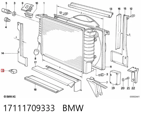Consola inferior do radiador 17111709333 BMW