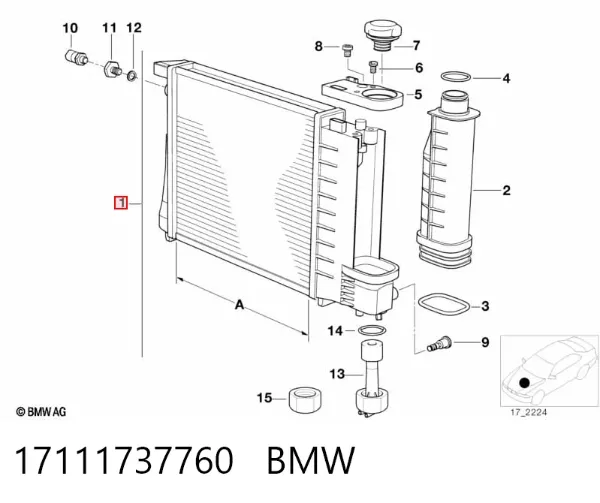 Radiador de esfriamento de motor 17111737760 BMW