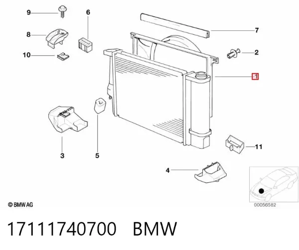 Difusor do radiador de esfriamento 17111740700 BMW