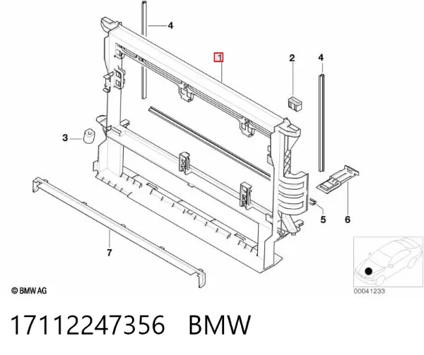 Suporte do radiador montado (painel de montagem de fixação das luzes) 17112247356 BMW