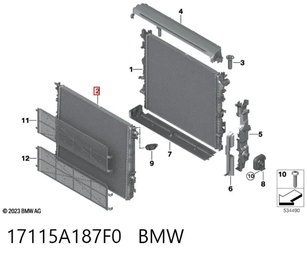 Radiador de esfriamento de motor 17115A187F0 BMW