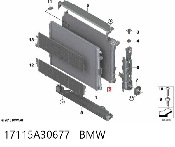 Radiador de esfriamento de motor 17115A30677 BMW