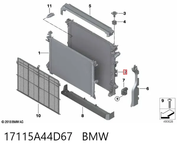 Radiador de esfriamento de motor 17115A44D67 BMW