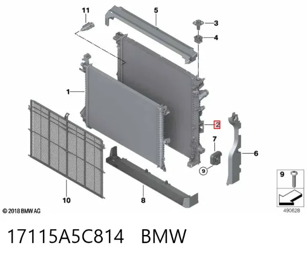 Radiador de esfriamento de motor 17115A5C814 BMW