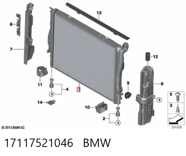Radiador de esfriamento de motor 17117521046 BMW