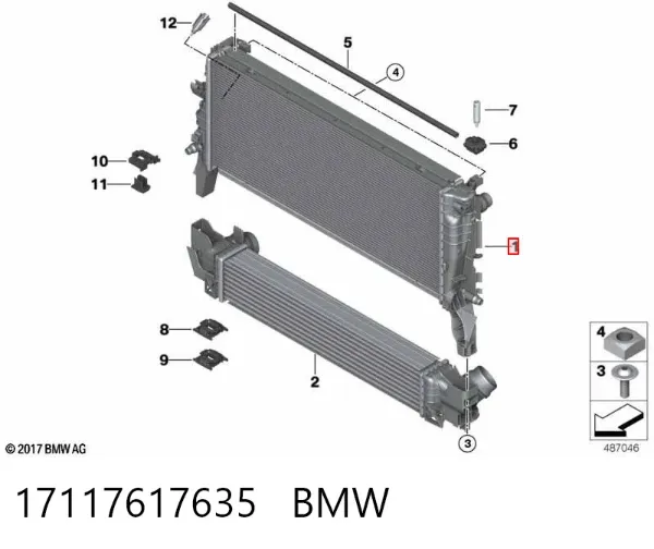 Radiador de esfriamento de motor 17117617635 BMW