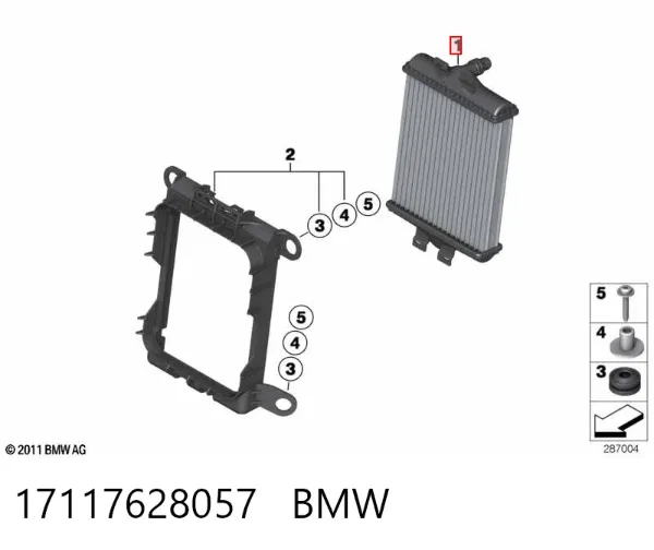 Radiador de esfriamento de motor adicional 17117628057 BMW