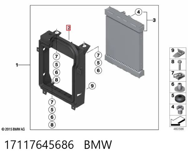 Conduto de ar (defletor) do radiador 17117645686 BMW