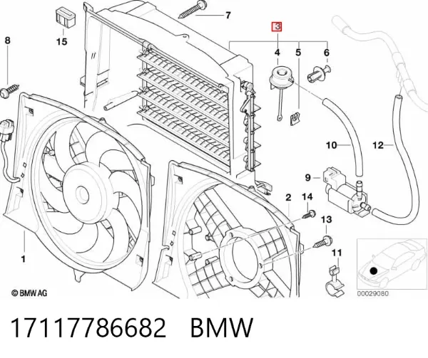 Perciana do radiador de esfriamento 17117786682 BMW