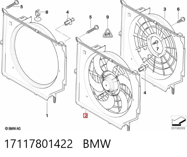 Difusor do radiador de esfriamento, montado com motor e roda de aletas 17117801422 BMW