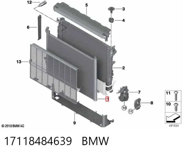 Radiador de esfriamento de motor adicional 17118484639 BMW