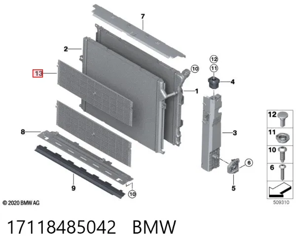 Grelha do radiador 17118485042 BMW