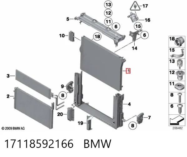 Radiador de esfriamento de motor 17118592166 BMW
