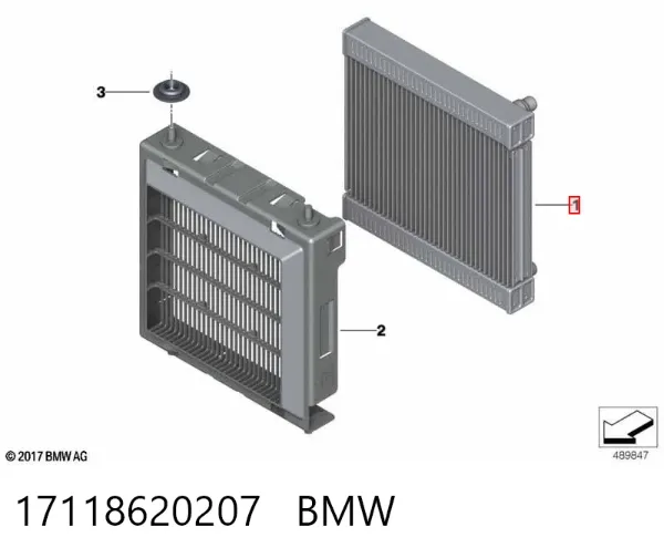 Radiador direito de esfriamento de motor 17118620207 BMW