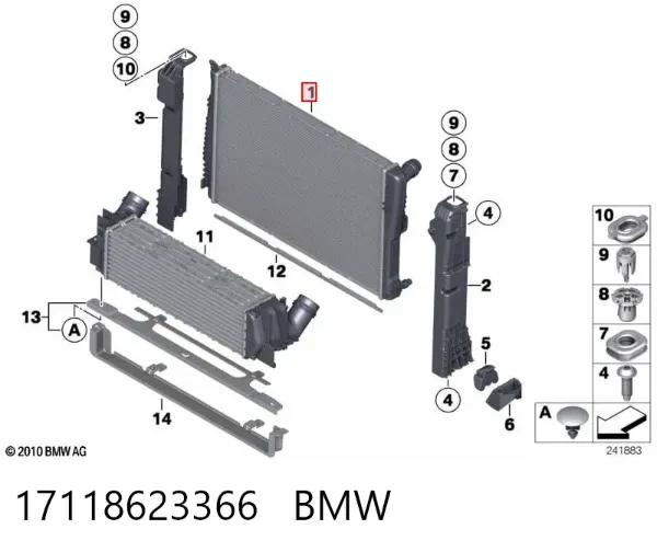 Radiador de esfriamento de motor 17118623366 BMW