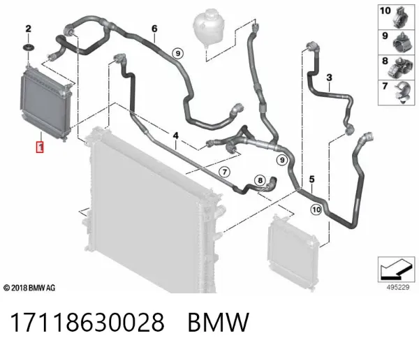 Radiador de esfriamento de motor adicional 17118630028 BMW