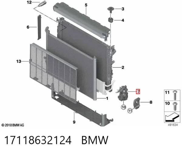 Consola inferior do radiador 17118632124 BMW