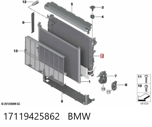 Radiador de esfriamento de motor 17119425862 BMW