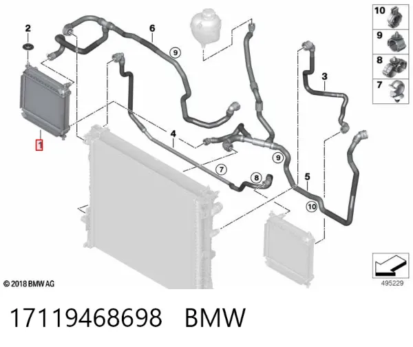 Radiador de esfriamento de motor adicional 17119468698 BMW