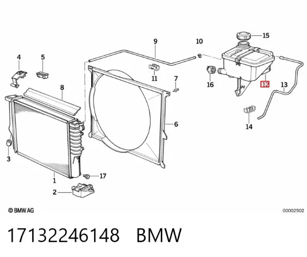 Tanque de expansão do sistema de esfriamento 17132246148 BMW