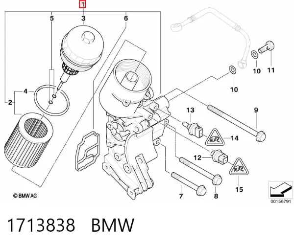 Caixa do filtro de óleo 1713838 BMW