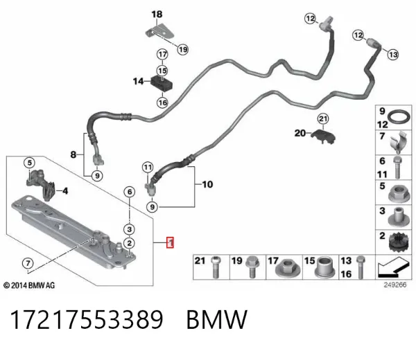 Radiador de esfriamento, Caixa Automática de Mudança 17217553389 BMW