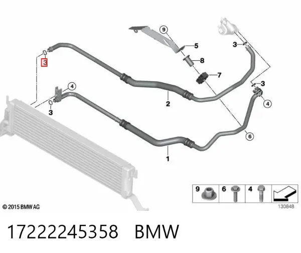 Vedante do radiador de óleo 17222245358 BMW