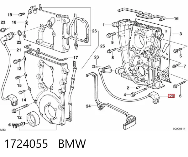 Sensor de posição (de revoluções) de cambota 1724055 BMW