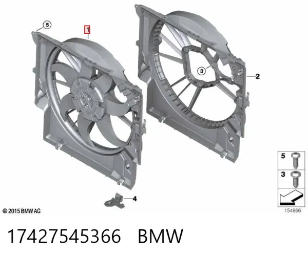 Difusor do radiador de esfriamento, montado com motor e roda de aletas 17427545366 BMW