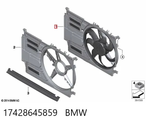 Difusor do radiador de esfriamento, montado com motor e roda de aletas 17428645859 BMW