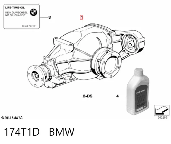 Redutor do eixo traseiro 174T1D BMW