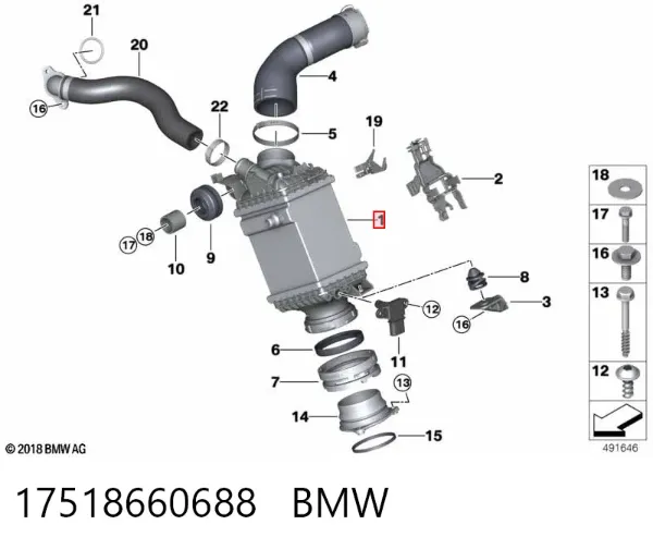 Radiador de intercooler 17518660688 BMW
