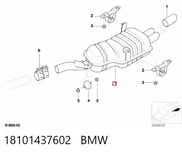 Silenciador, parte traseira 18101437602 BMW