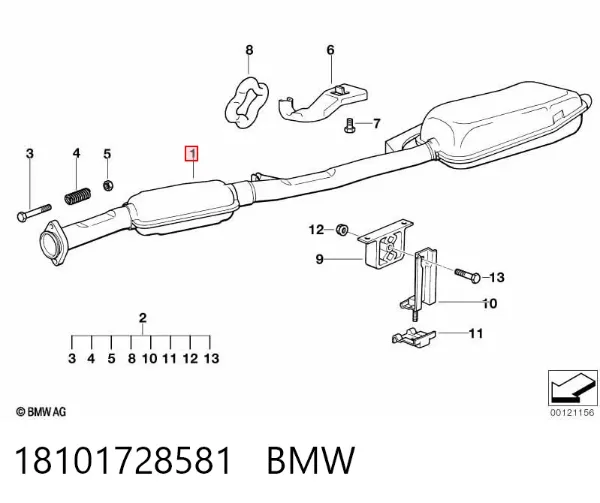 Silenciador, parte traseira 18101728581 BMW