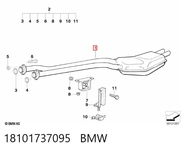 Silenciador, parte traseira 18101737095 BMW