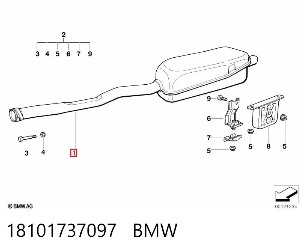 Silenciador, parte traseira 18101737097 BMW