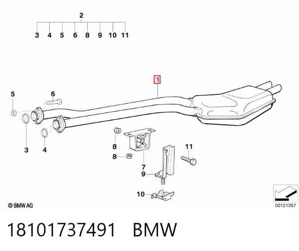 Silenciador, parte traseira 18101737491 BMW