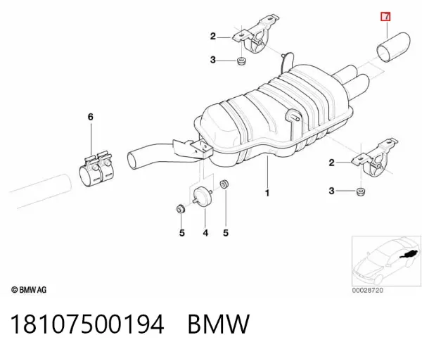 Bocal para o silenciador 18107500194 BMW