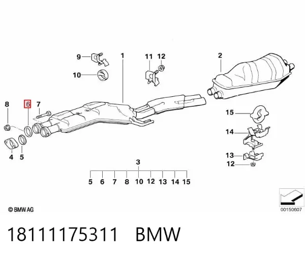 Vedante de tubo de admissão do silenciador 18111175311 BMW